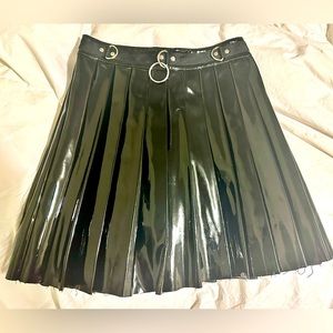 Current Mood Pleated Patent Leather Skirt